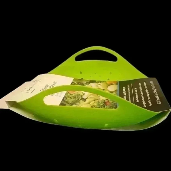 Mainstays BPA Free Silicone Steamer Basket with Handle Green - Picture 5 of 5